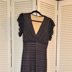 Max Studio Midi Dress Medium Black Nude Lined